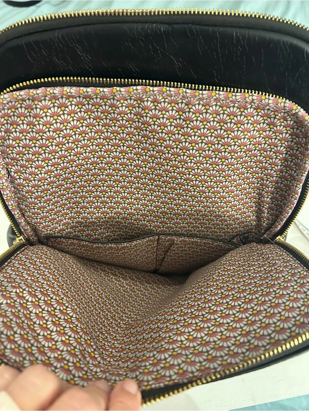 Antik Kraft Black Vegan Leather Backpack Purse Convertible Shoulder Bag Gold